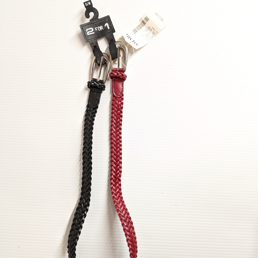 Black and Red braided fashion belts